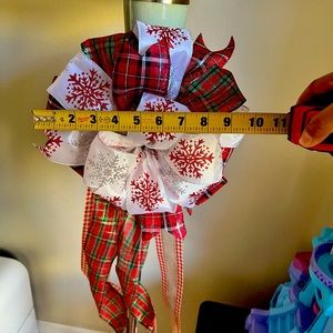 Christmas Bow, Tree topper Bow, Gnome Bow Topper, Bow For Tree Topper .